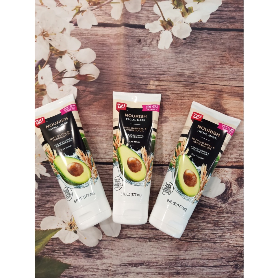 (Hàng Mỹ) Mặt nạ dạng kem Walgreens Avocado Oatmeal Clay Mask 177ml đương đương Freeman mask