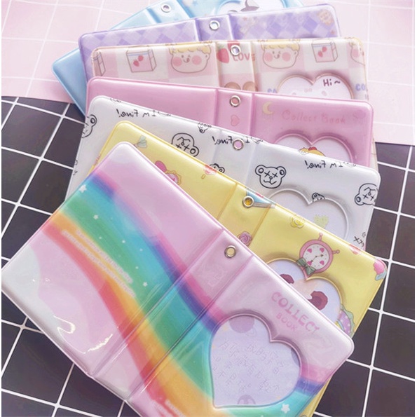 Album Ảnh Hàn Quốc 3 Inch Nắp Vuông Mini 40 Ngăn Đựng Thẻ Sưu Tầm Hình Trái Tim Dễ Thương