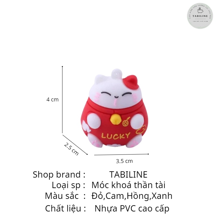 Móc khoá hình 3d mèo thần tài may mắn cute TABILINE nhựa PVC mềm cao cấp MK01