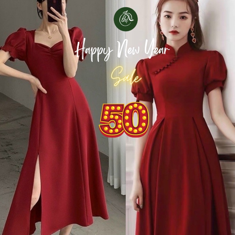 Váy xẻ tà nhún ngực, phong cách nữ tính - Từ tiệm váy nàng Thị