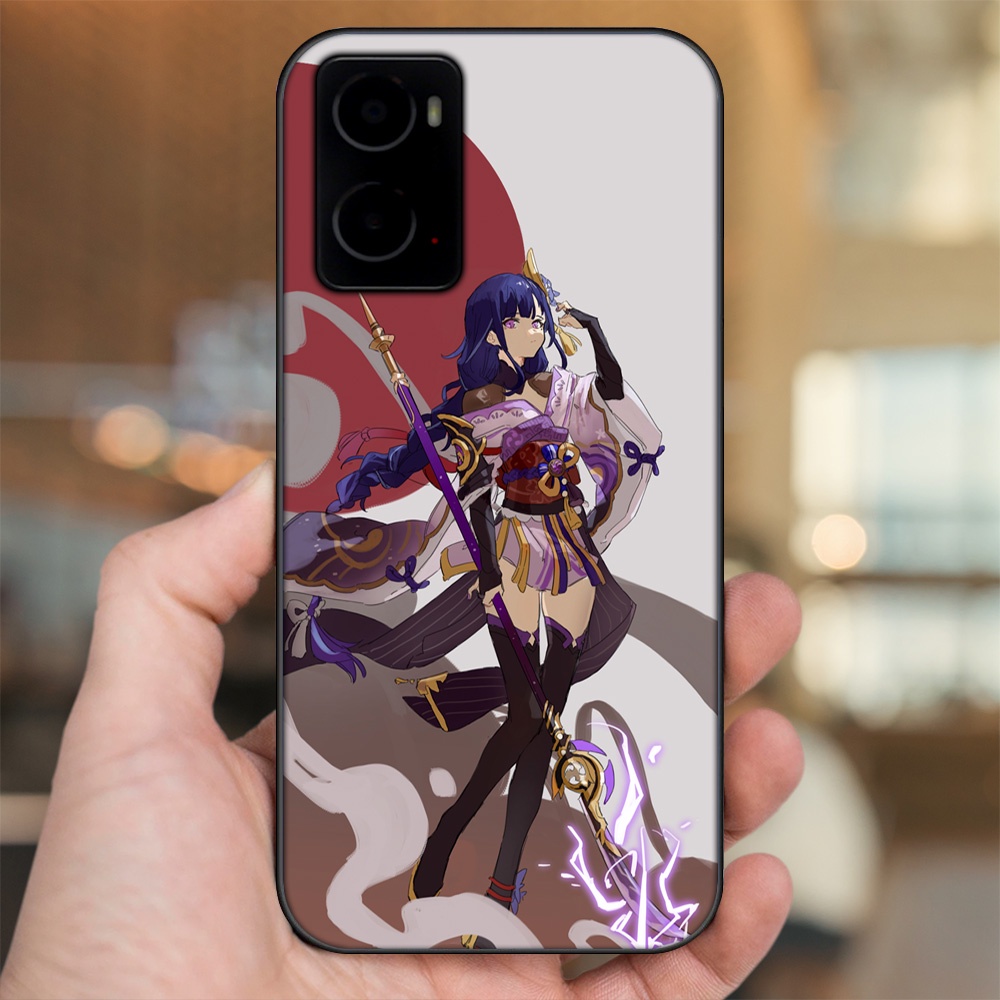 Ốp lưng Oppo A76 viền đen in hình Raiden Shogun Genshin Impact