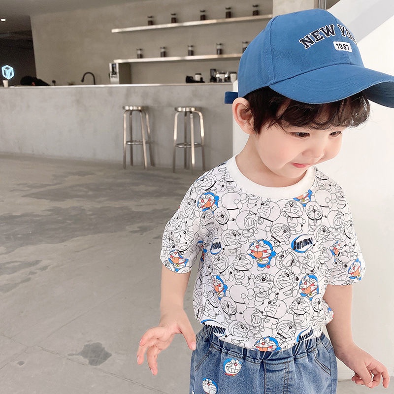 Áo thun trắng hoạ tiết Doraemon cho bé gái & bé trai  N01240