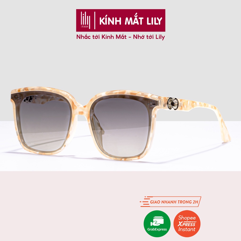 Kính mát nữ LILYEYEWEAR tròng vuông to phân cực chống tia UV400 bảo vệ mắt màu sắc thời trang P58236
