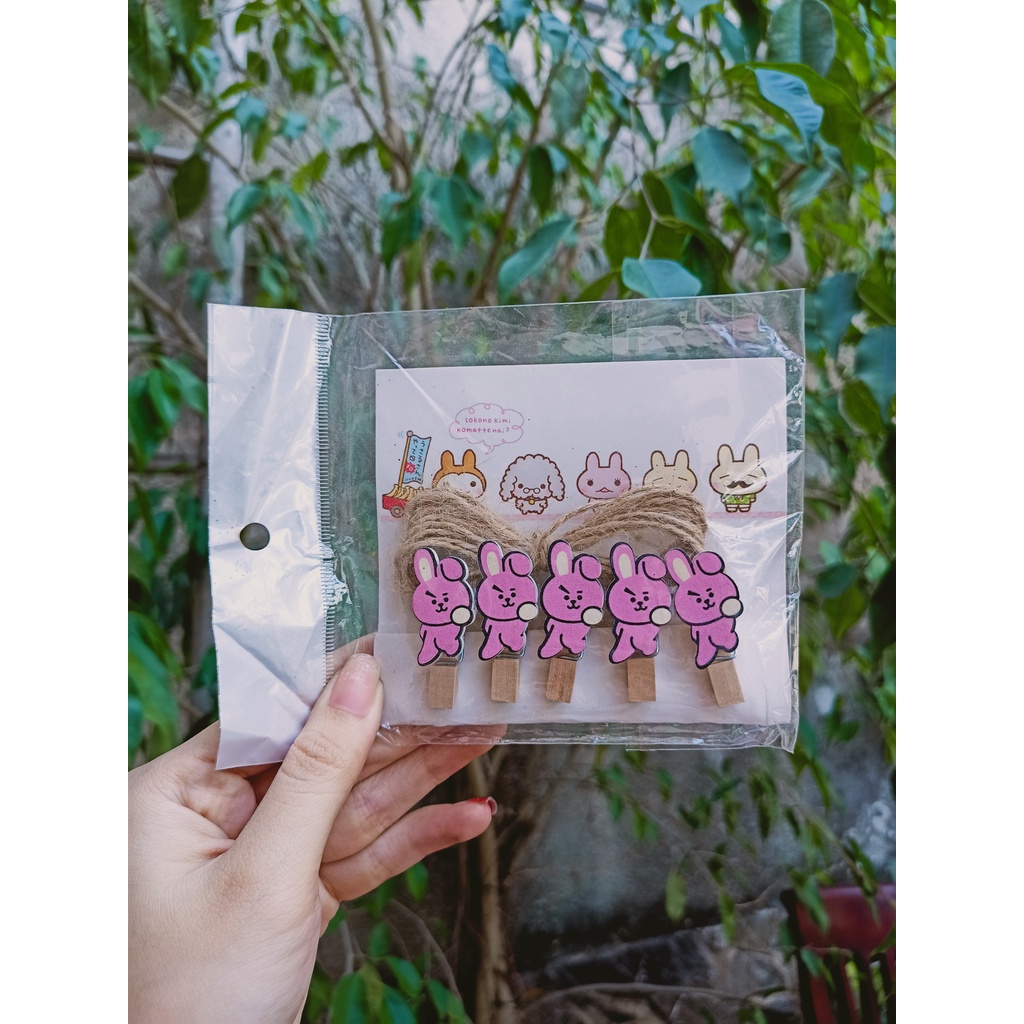 Set 10 Kẹp Gỗ + Dây Bangtan EXO WANNA-ONE GOT7