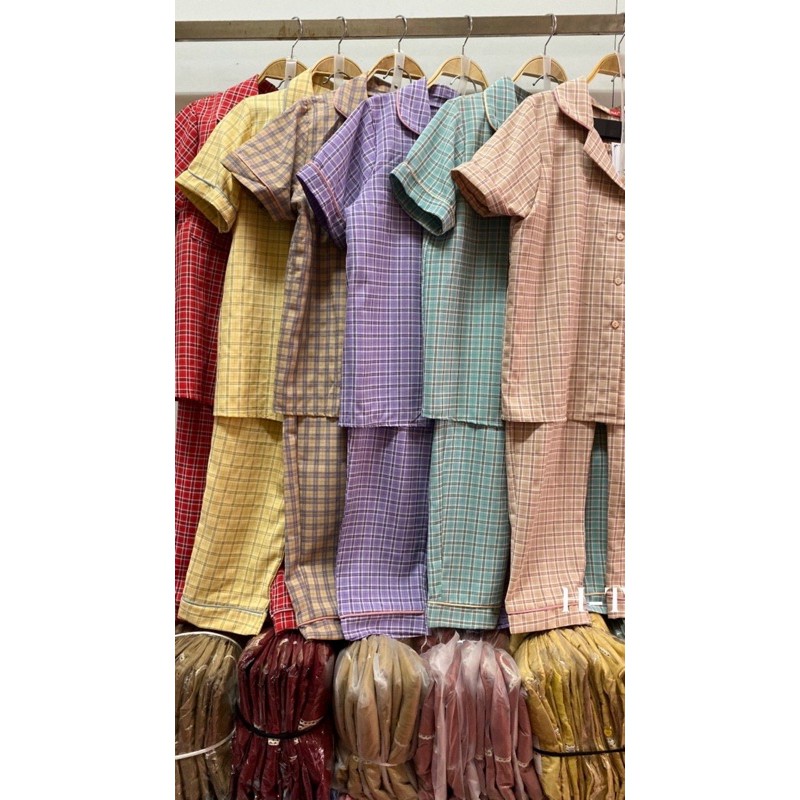 BỘ PIJAMA CHẤT ĐŨI HÀN HOẠ TIẾT KẺ Ô | BigBuy360 - bigbuy360.vn