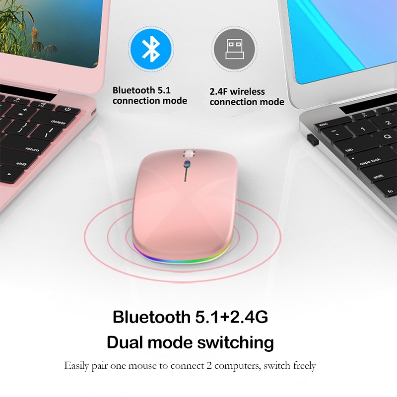 Chuột Không Dây Chơi Game Đèn LED RGB chuột, Dùng Pin Sạc, Click Không Gây Tiếng Ồn, Khoảng Cách Tín Hiệu 10-20m