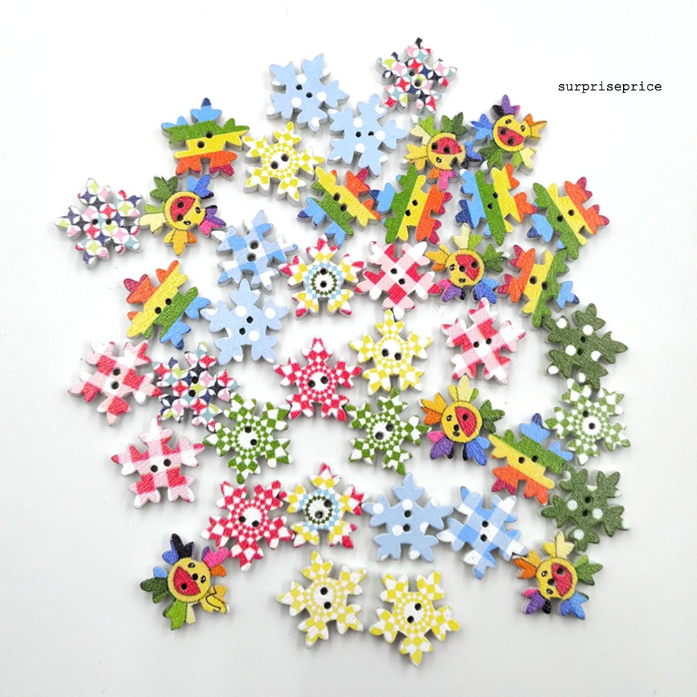 100 Khuy Gỗ Hình Bông Tuyết