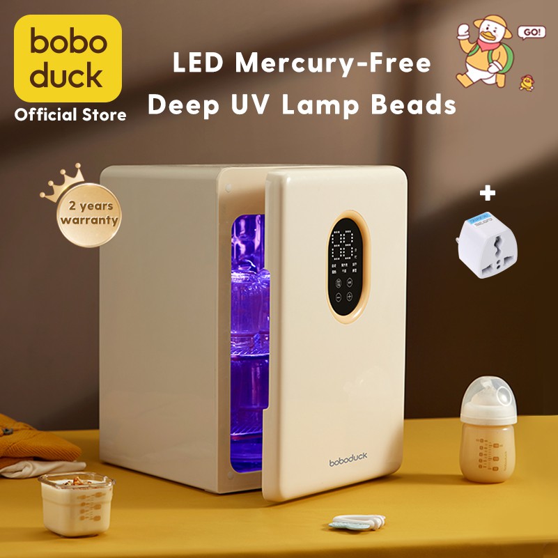 Máy sấy và tiệt trùng đèn LED UV 2 trong 1 Boboduck diệt 99,9% vi khuẩn có hại, bình sữa trẻ em, đồ chơi, máy tiệt trùng UV, máy tiệt trùng bộ đồ ăn