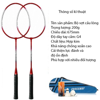 Vợt cầu lông cao cấp công thủ toàn diện thi đấu, học sinh sinh viên bộ vợt đánh cầu lông siêu nhẹ 2 vợt, tặng 2 quả cầu