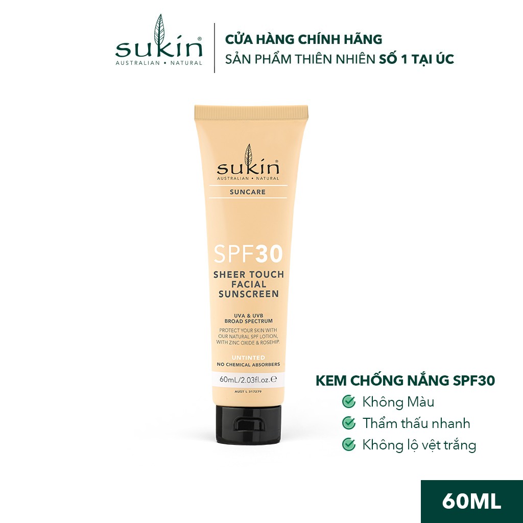 Kem Chống Nắng SPF30 Sukin Suncare SPF 30 Sheer Touch Facial Sunscreen 60ml