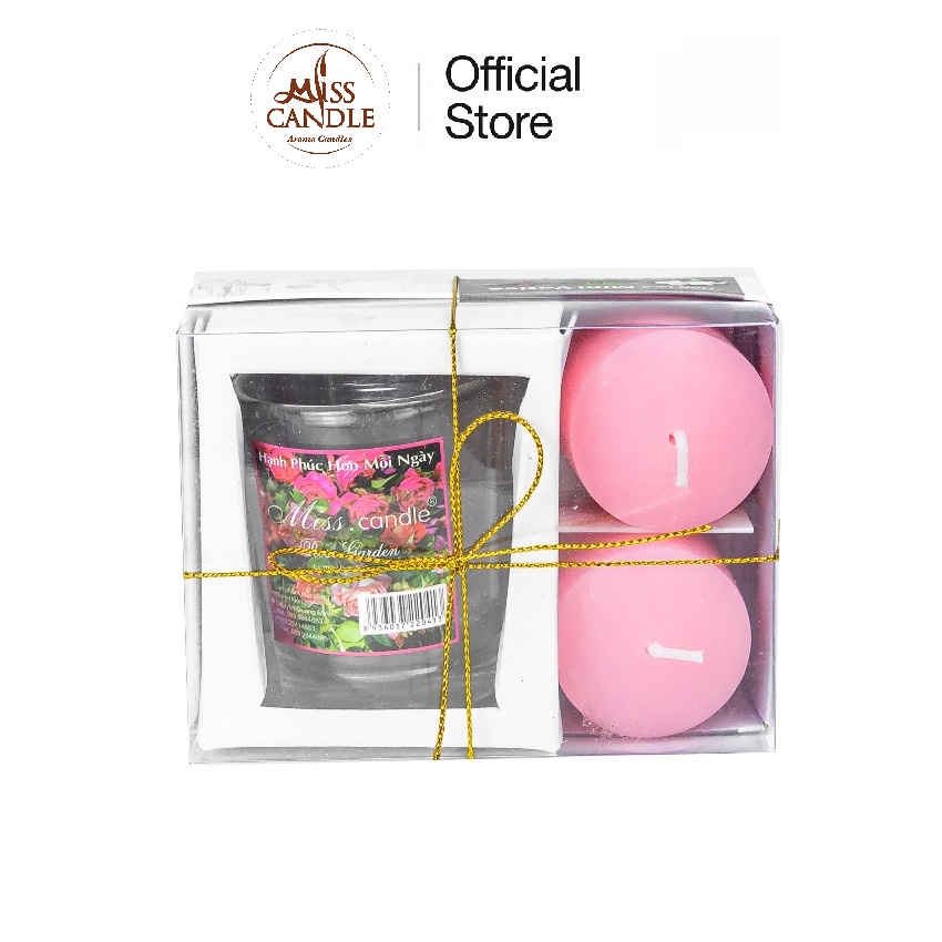 Hộp ly 2 nến thơm mini votive Miss Candle NQM2097 (Chọn màu)