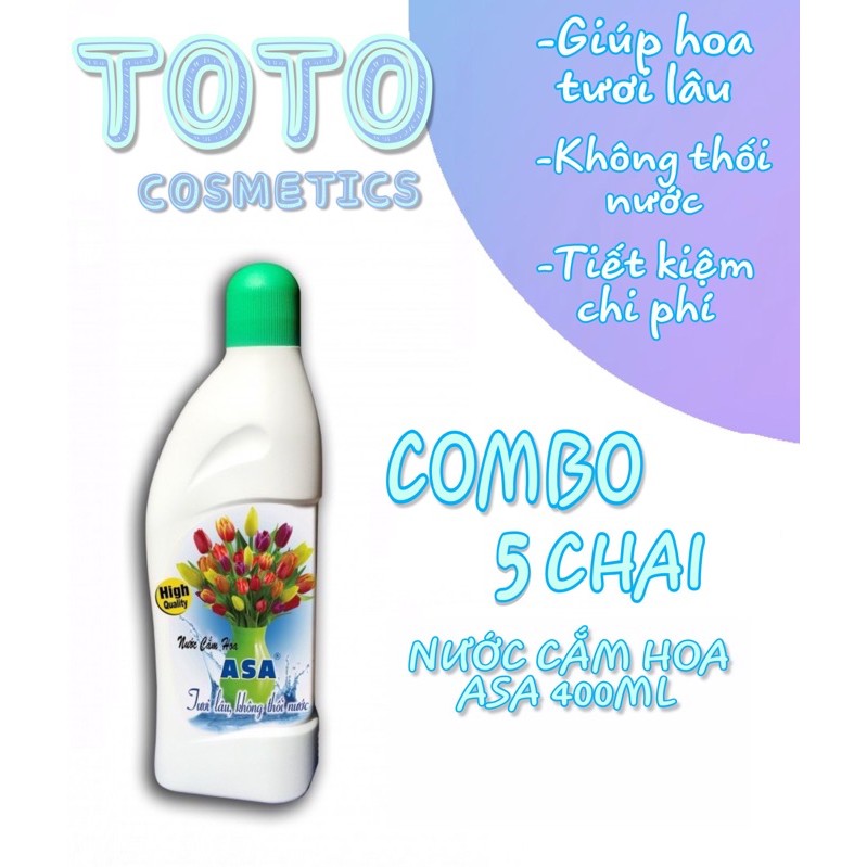 COMBO 5 CHAI NƯỚC CẮM HOA ASA 400ML &quot;GIÚP HOA TƯƠI LÂU, KO THỐI NƯỚC&quot;