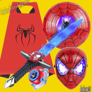 (50 MẪU) Đồ chơi người nhện bộ áo choàng,khiên, kiếm laser ánh sáng,mặt nạ đèn led spiderman avengers marvel cho bé