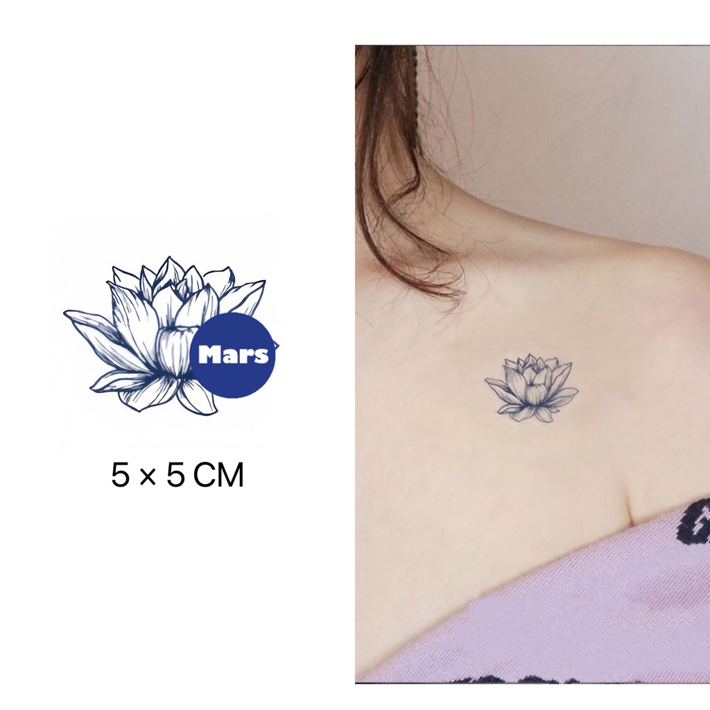 Miếng Dán Hình Xăm Tạm Thời Lâu Trôi 2 Tuần Hình Hoa Sen Mnf009