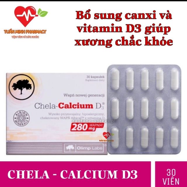 Chela-Calcium - Bổ sung Canxi và Vitamin D3 cho phụ nữ mang thai và cho con bú (Hộp 30 viên)