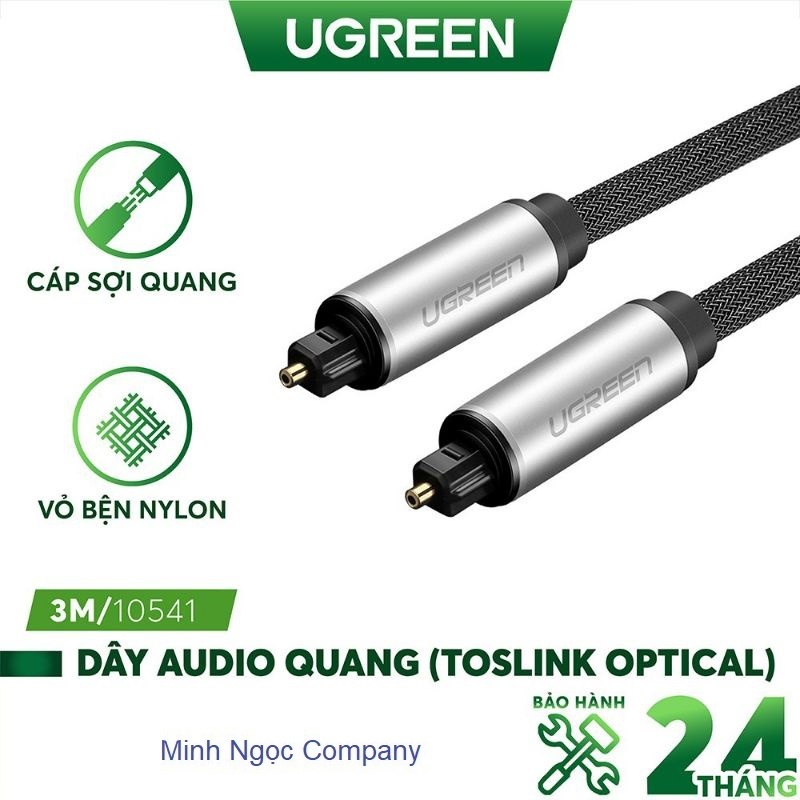 Dây Audio Quang (Toslink, Optical) vỏ Nhôm dài 1m-3m Ugreen AV108 kết nối loa âm li với DVD, VCD, Mini Disc, Tivi
