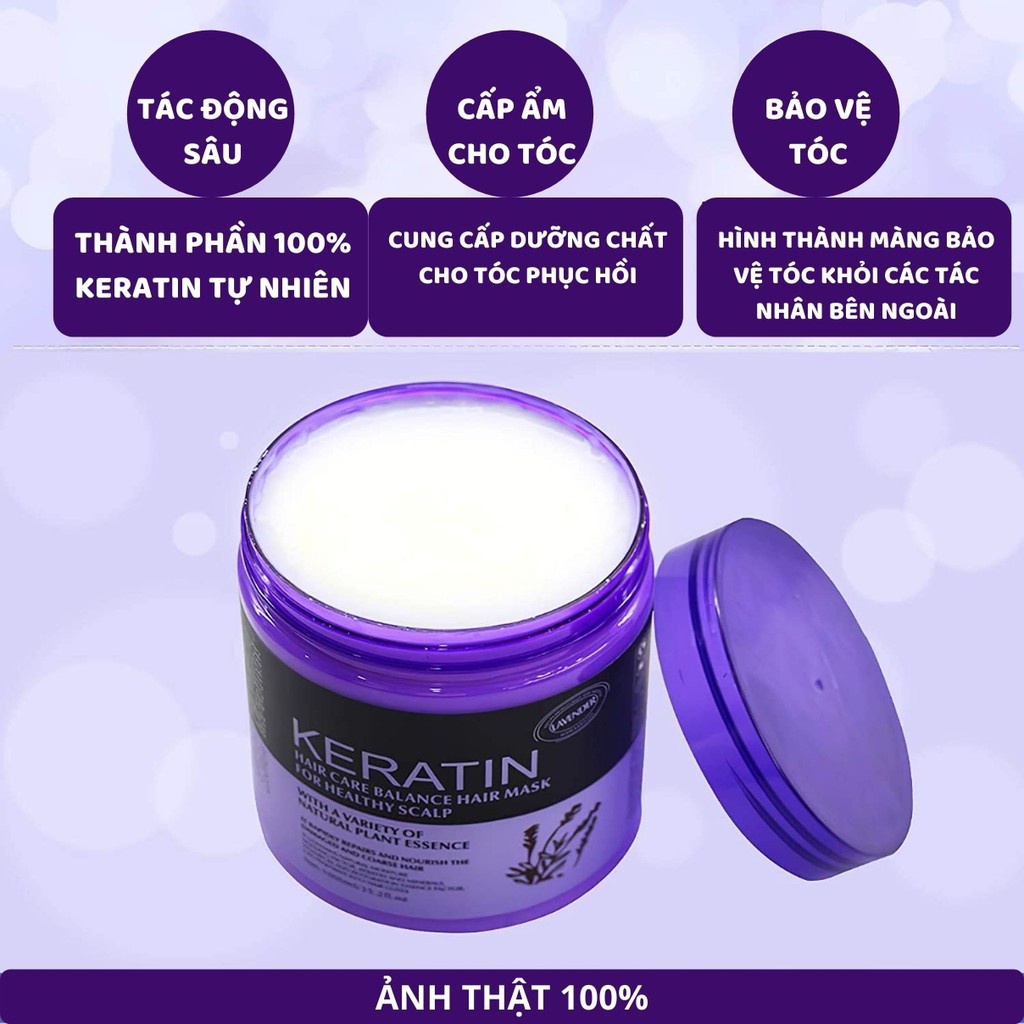 Kem ủ tóc KERATIN COLLAGEN 1000ML LAVENDER BRAZIL NUT - Ủ Hấp Tóc Cung Cấp Cưỡng Chất KERATIN