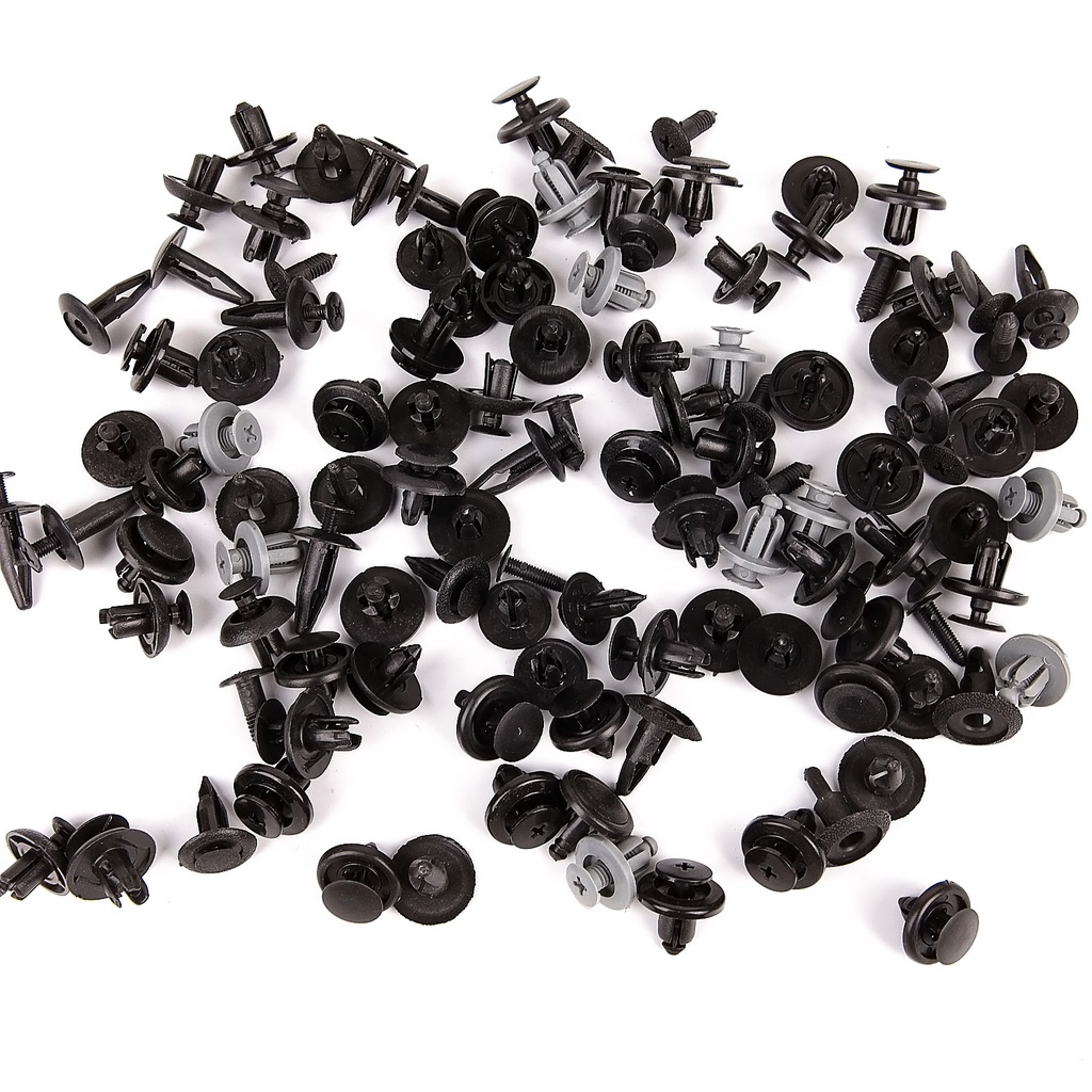 FENDER Set 100 Đinh Tán Nhựa Phụ Tùng Cho Xe Ô Tô (Màu Đen) 100 Cái