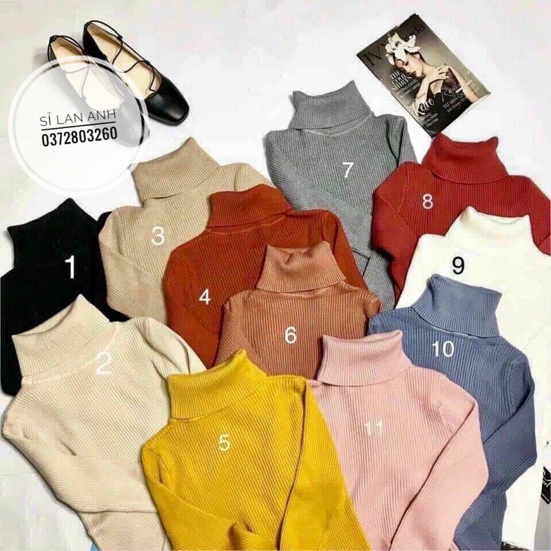 Áo len tăm cổ lọ Áo len Quảng Châu cổ 15cm bảng 12 màu | BigBuy360 - bigbuy360.vn