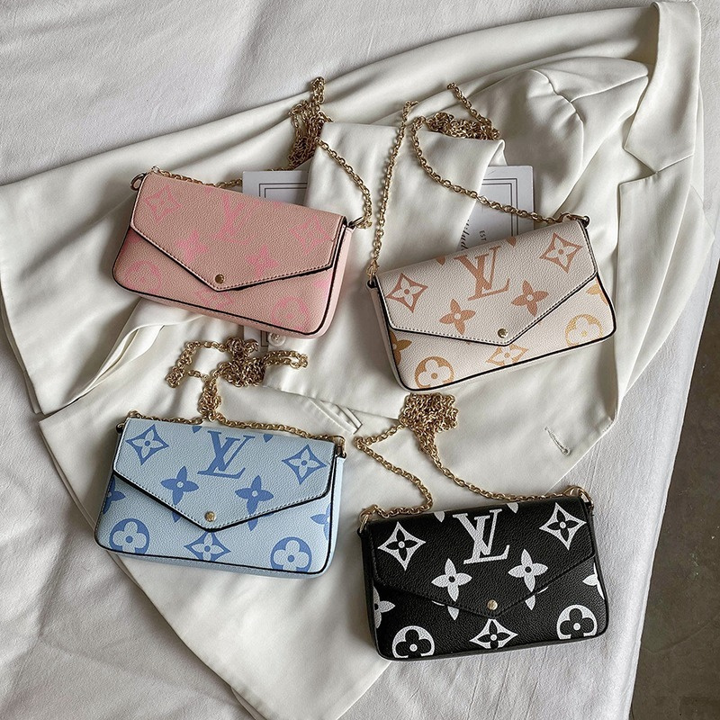 LV three in one Cross-body pouch Chain bag envelope bag sling bag Three-piece suit