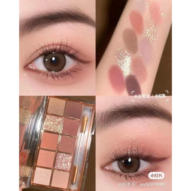 Có kèm cọ mắt - Bảng phấn mắt CLIO Pro Eye Palette màu số 12 Autumn Breeze in Seoul Forest tone nâu ấm pha cam đỏ