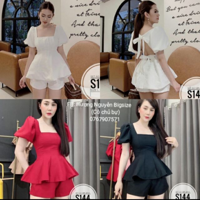 BIGSIZE SET ÁO NƠ HỞ LƯNG S144