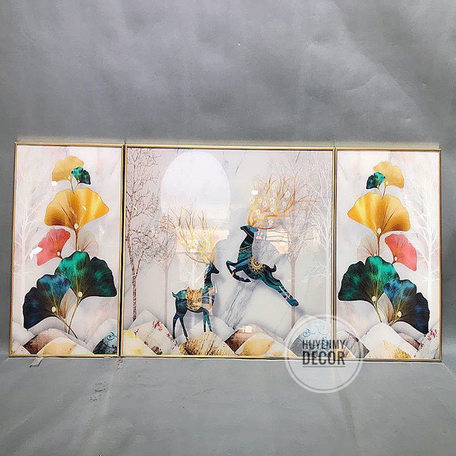Bộ 3 Tranh Tráng Gương Pha Lê Decor, Treo Tường, Phòng Khách, Phòng Ngủ, Giá Rẻ, Decor Phòng, Huyền My Decor