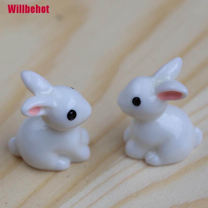 Bộ 2 Bức Tượng Thỏ Mini Trang Trí Sân Vườn