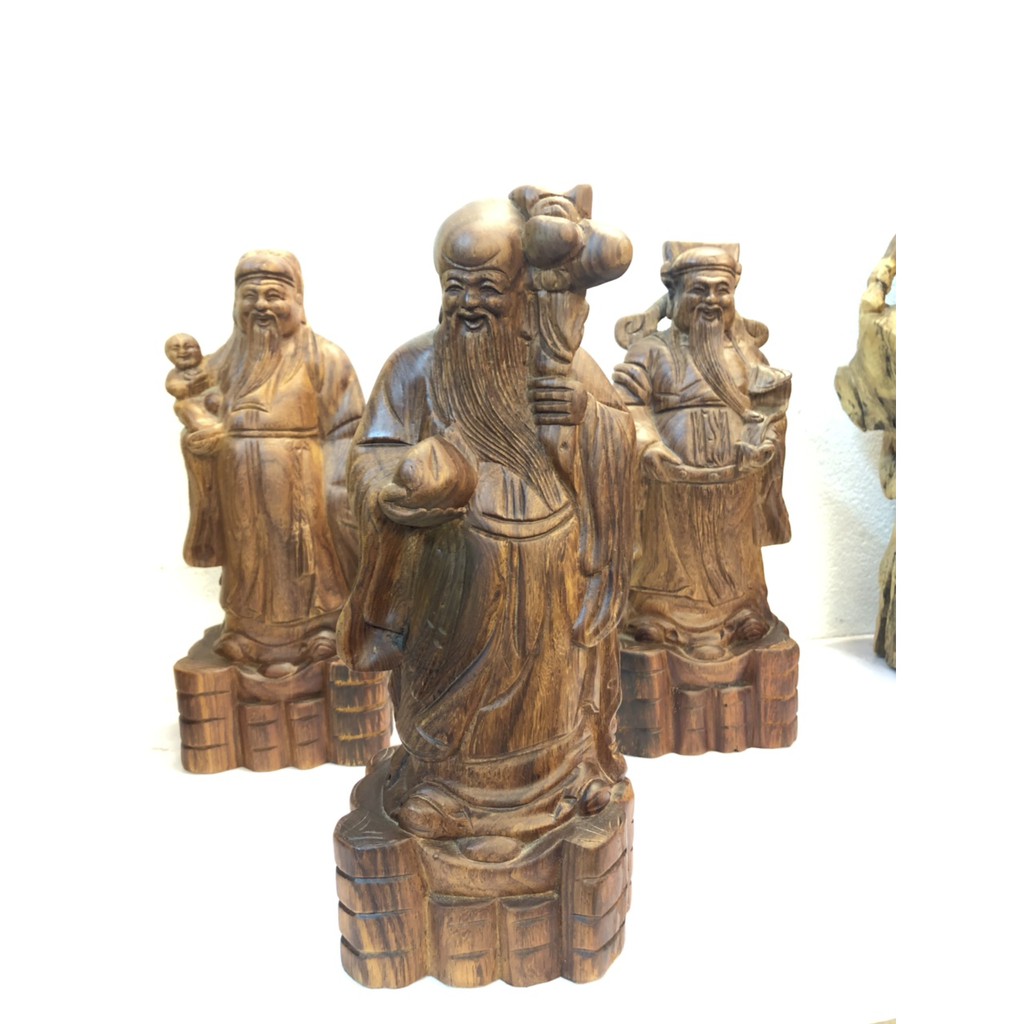 Bộ Tam Đa Phúc Lộc Thọ Gỗ Cẩm 30x12x10 Sản Phẩm Tâm Linh