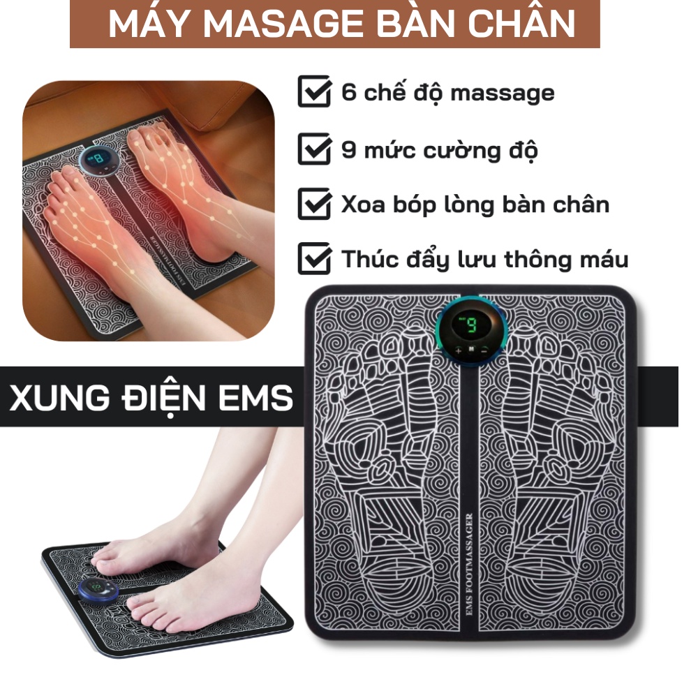 Máy massage chân EMS xung điện trị liệu tê mỏi chân 7 chế độ/ điện massage chân giúp lưu thông khí huyết vô cùng tốt