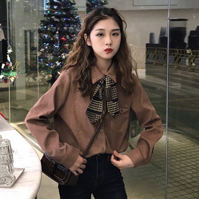 áo sơ mi ulzzang sơ mi nữ đẹp áo kiểu dáng hàn quốc rộng dài tay