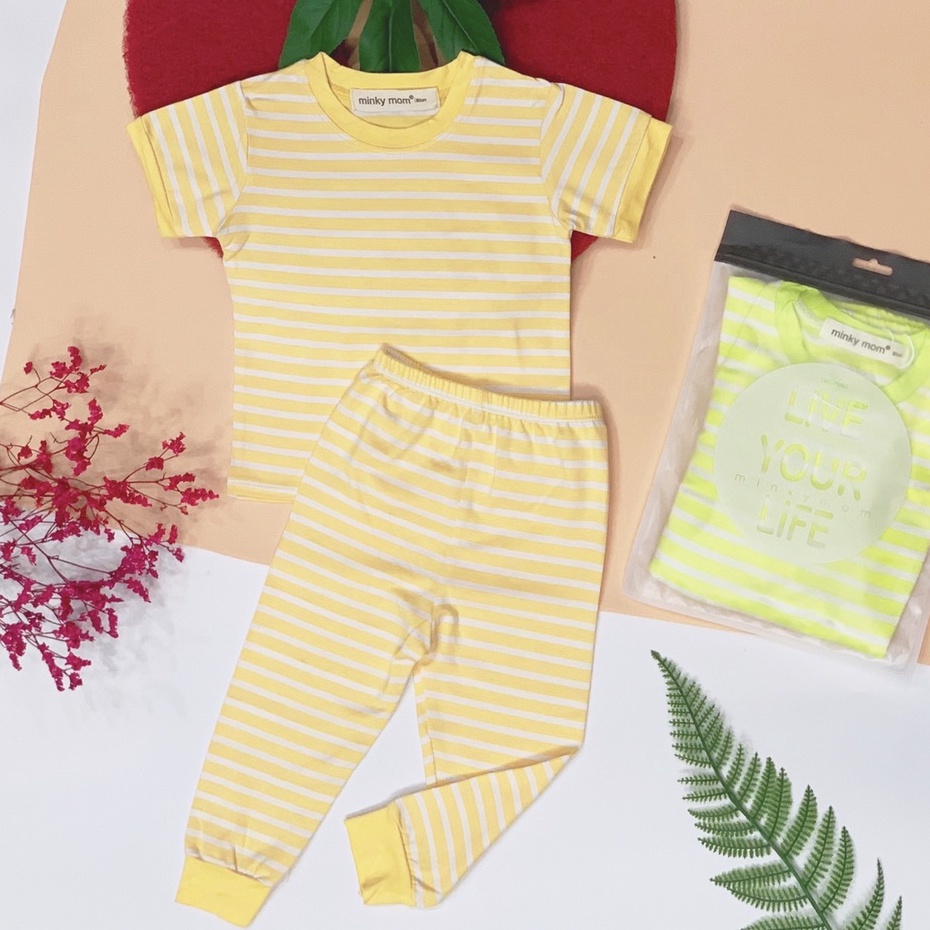 Bộ minky mom thun lạnh tay ngắn quần dài cho bé -LOẠI 1- set minky mom kẻ sọc tay ngắn quần dài bé trai bé gái