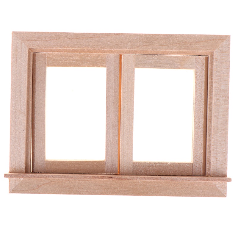 Bộ 2 Khung Cửa Sổ Bằng Gỗ Tỉ Lệ 1 / 12 Trang Trí Nhà Búp Bê