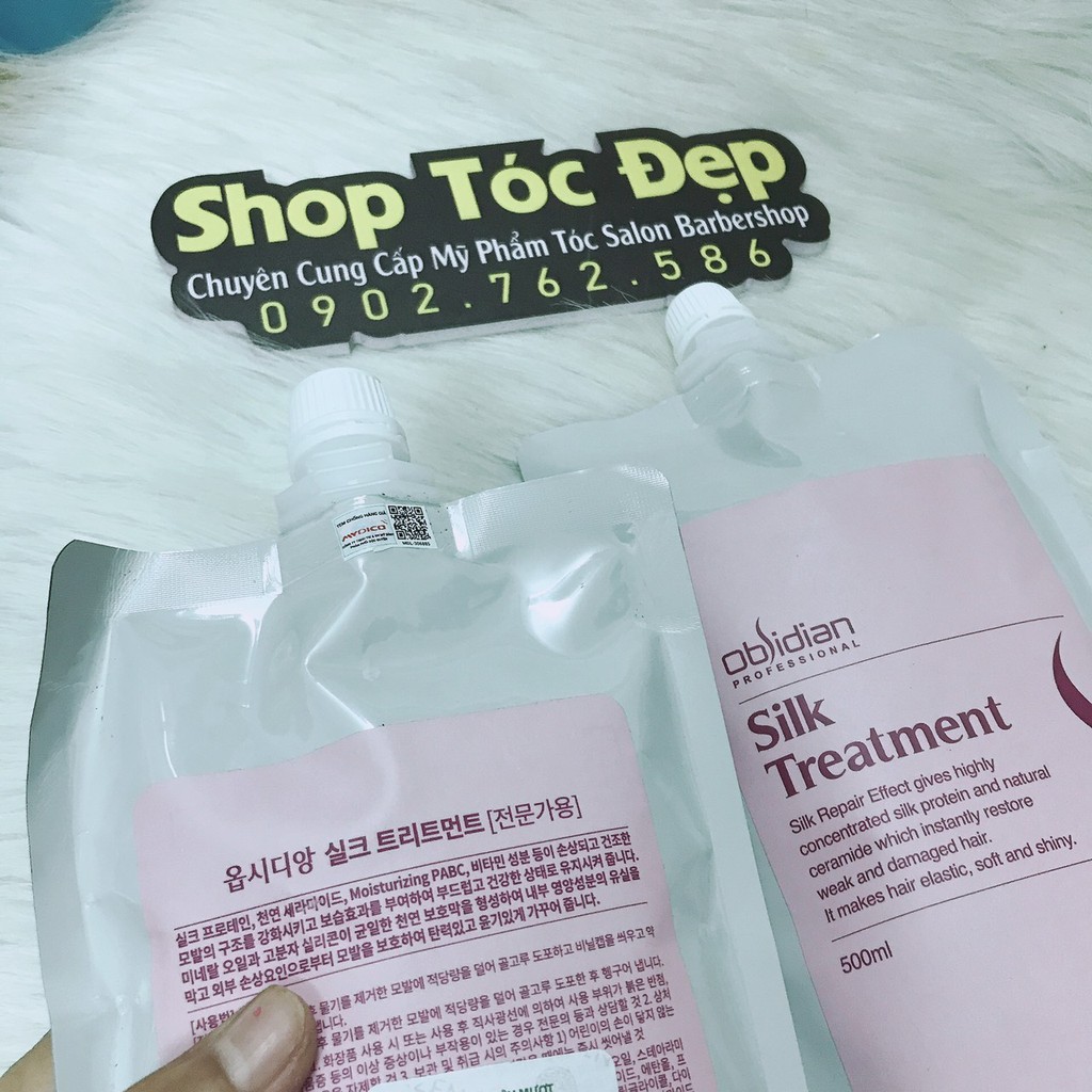 Kem hấp ủ tóc, Obsidian siêu mượt Silk Treatment Hàn Quốc chính hãng 500ml