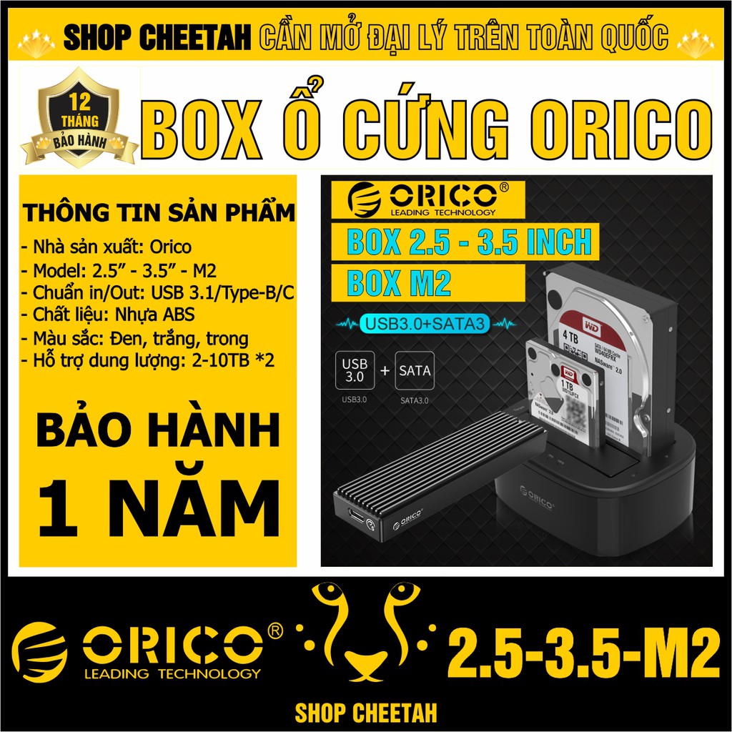 Box ổ cứng Orico 3.5”/2.5” và M2 – CHÍNH HÃNG – Bảo hành 12 tháng – Box HDD – Box SSD – NVMe – NGFF