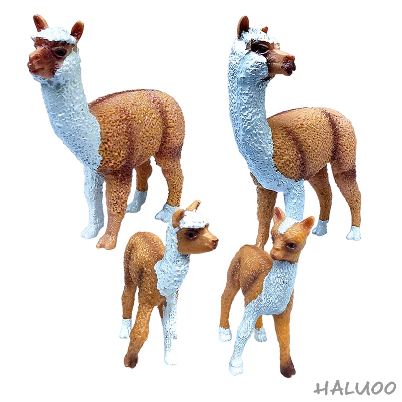 Farm Zoo Animals Figures Toys Realistic Wild Zoo Animals Alpaca Figurines PVC Animals Playset with Alpaca Mom, Alpaca Daddy and Alpaca babies Set of 4