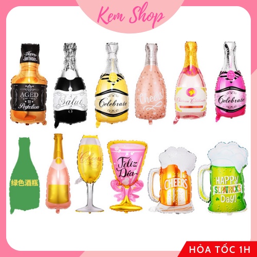 Bóng hình chai rượu, cốc bia, ly vang size đại trang trí sinh nhật sự kiện - Kem Shop K249