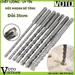 Mũi khoan bê tông đầu chữ thập chuôi tròn dài 35cm cho máy khoan gài