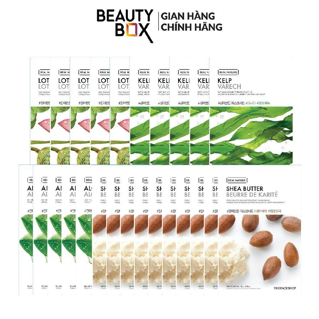 Combo 25 Mặt Nạ Sáng Da THE FACE SHOP Real Nature (bơ hạt,hoa sen,rong biển,nha đam) 20g