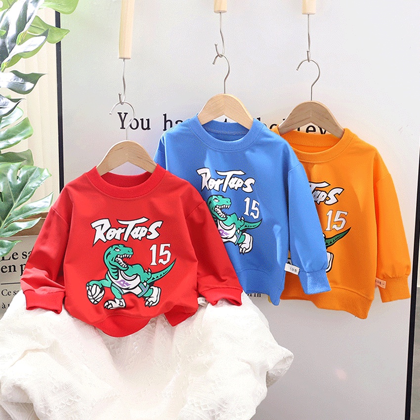 Áo Sweater Thu Đông Dài Tay Bé Trai Mã K29, Áo Thun Trẻ Em Chất Cotton, Họa Tiết Khủng Long Đẹp, Chất Lượng Cao Cấp