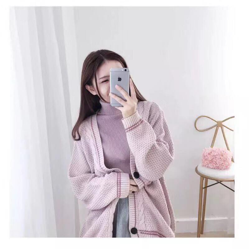 Áo Cadigan khuy gỗ Hàn Quốc