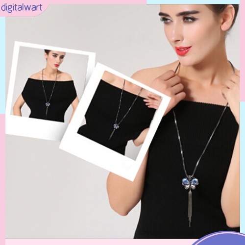 Dây chuyền hình bướm phối dây tua rua đính đá quý nhân tạo sang trọng quý phái dành cho nữ