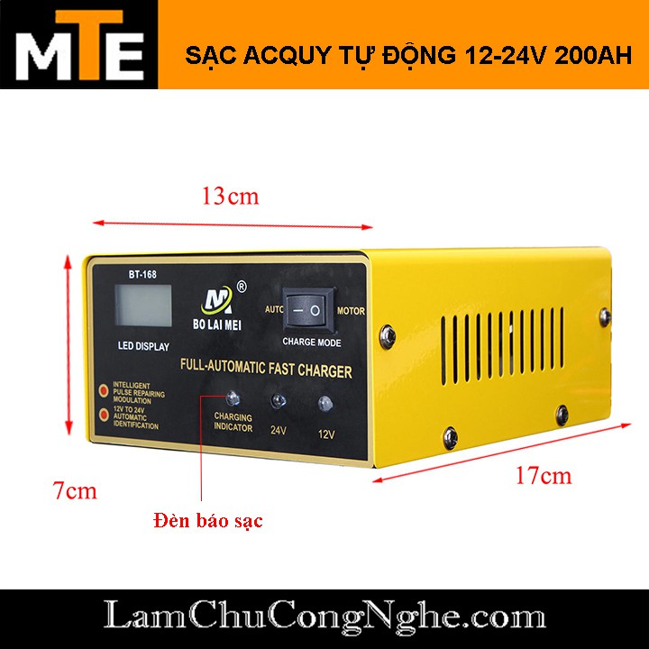 Sạc acquy tự động 12V 24V 200Ah / BT-168 (BẢN QUỐC TẾ)