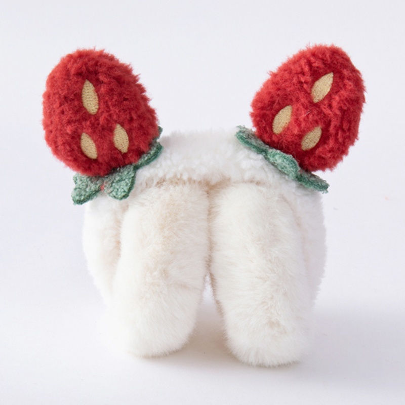 Chụp Tai Giữ Ấm Hình Quả Dâu 3D Bằng Lông Nhung Dễ Thương Xinh Xắn