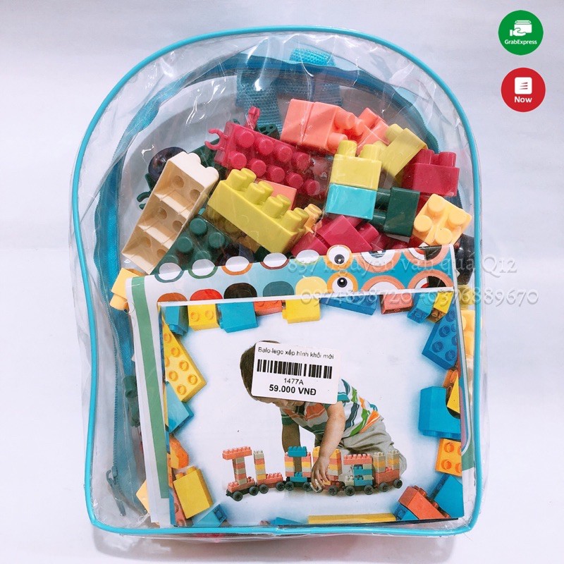 [Hàng VN] Túi balo đồ chơi xếp hình lắp ráp block khối lớn y hình cho bé 1477A