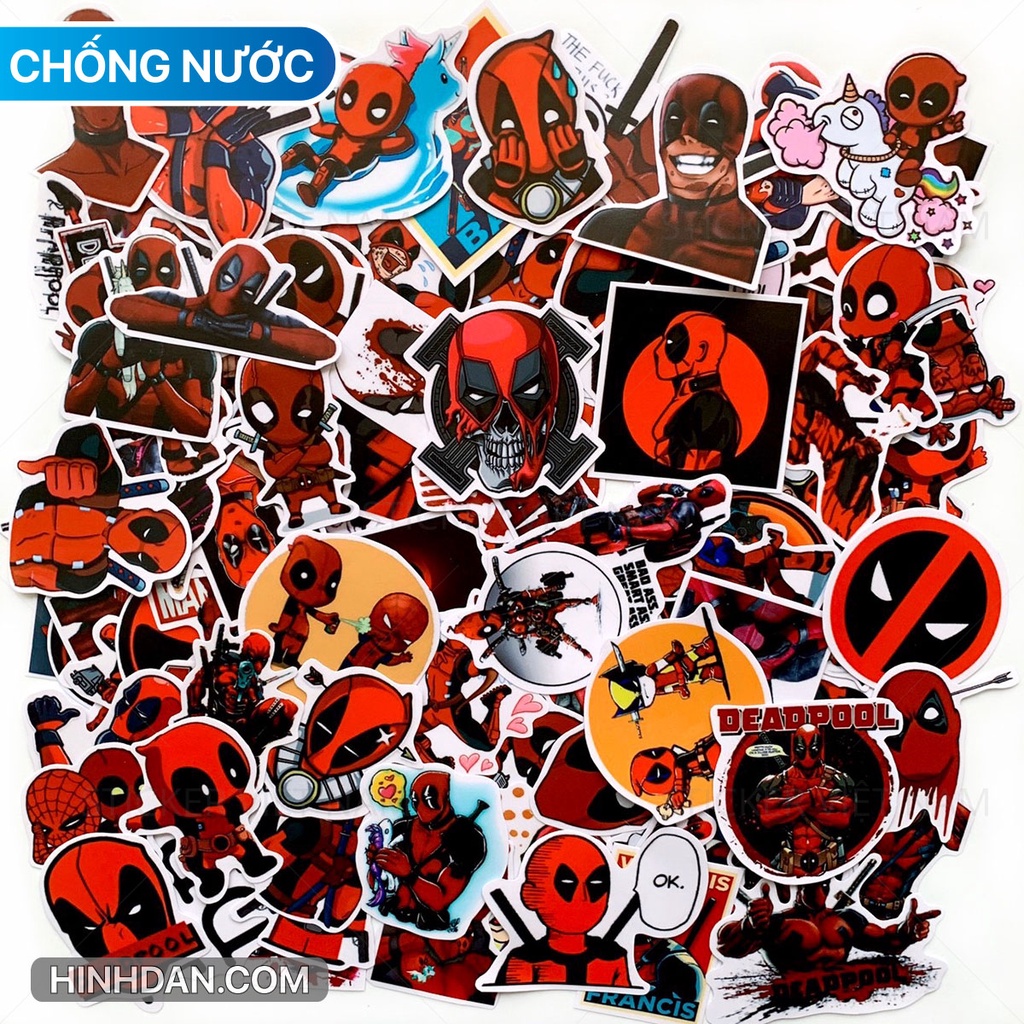 Sticker DEADPOOL Chống Nước Hình Dán Decal dán Trang Trí vali, xe, laptop, nón bảo hiểm, đàn guitar