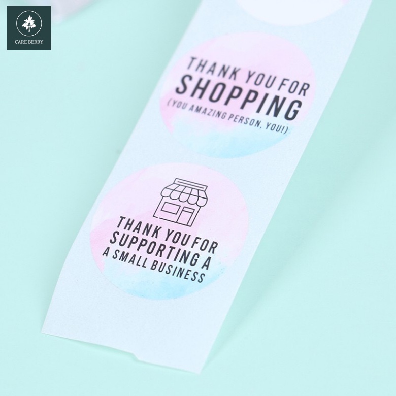 Cuộn 500 miếng dán chữ THANK YOU FOR SHOPPING gói hàng, gói quà, gói bánh, trang trí tiện dụng (sticker dán mẫu mới)