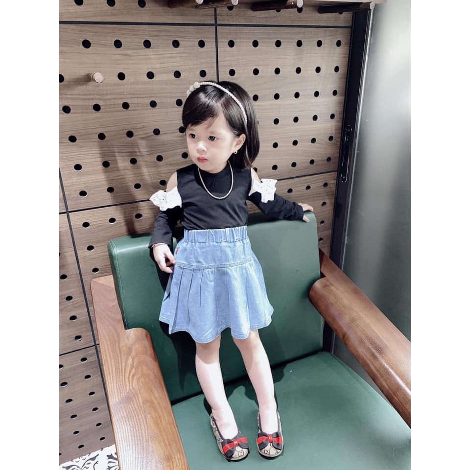 8-35KG: Bộ váy jeans kèm áo hở vai duyên dáng cho bé gái - BVHV