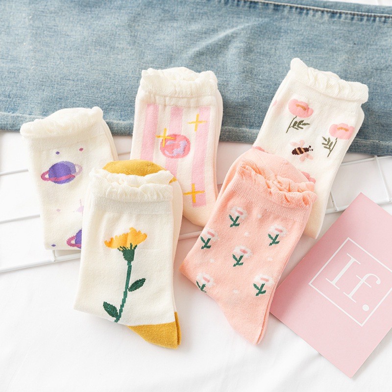 TL43 Tất vớ nữ tiểu thư Lolita hoa thêu xinh lẻ