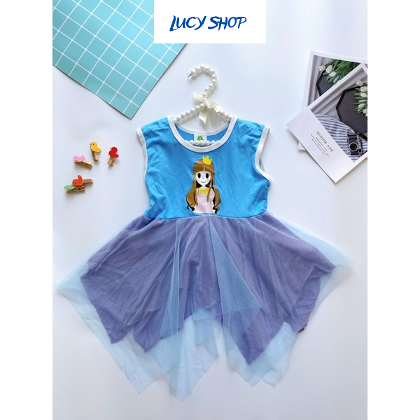 Váy công chúa cho bé gái, vải cotton siêu mềm mại, thun lạnh co giãn cho bé từ 8-15 kg